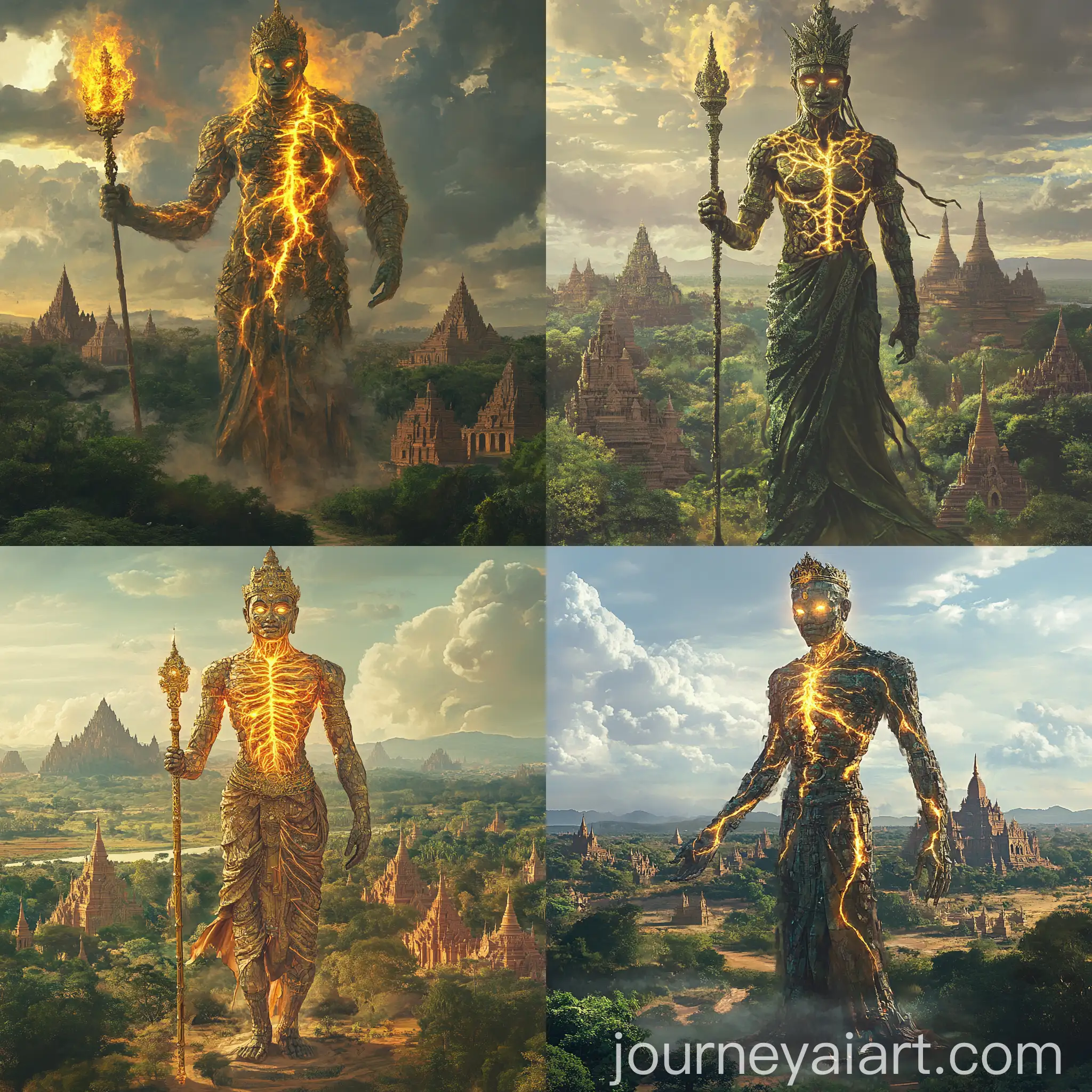 Myanmar-Titan-Guardian-Statue-in-Bagan-Temple-Landscape