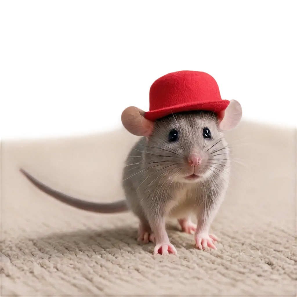 Mouse-in-a-Hat-Running-on-the-Carpet-PNG-Image-HighQuality-Transparent-Artwork-for-Creative-Use