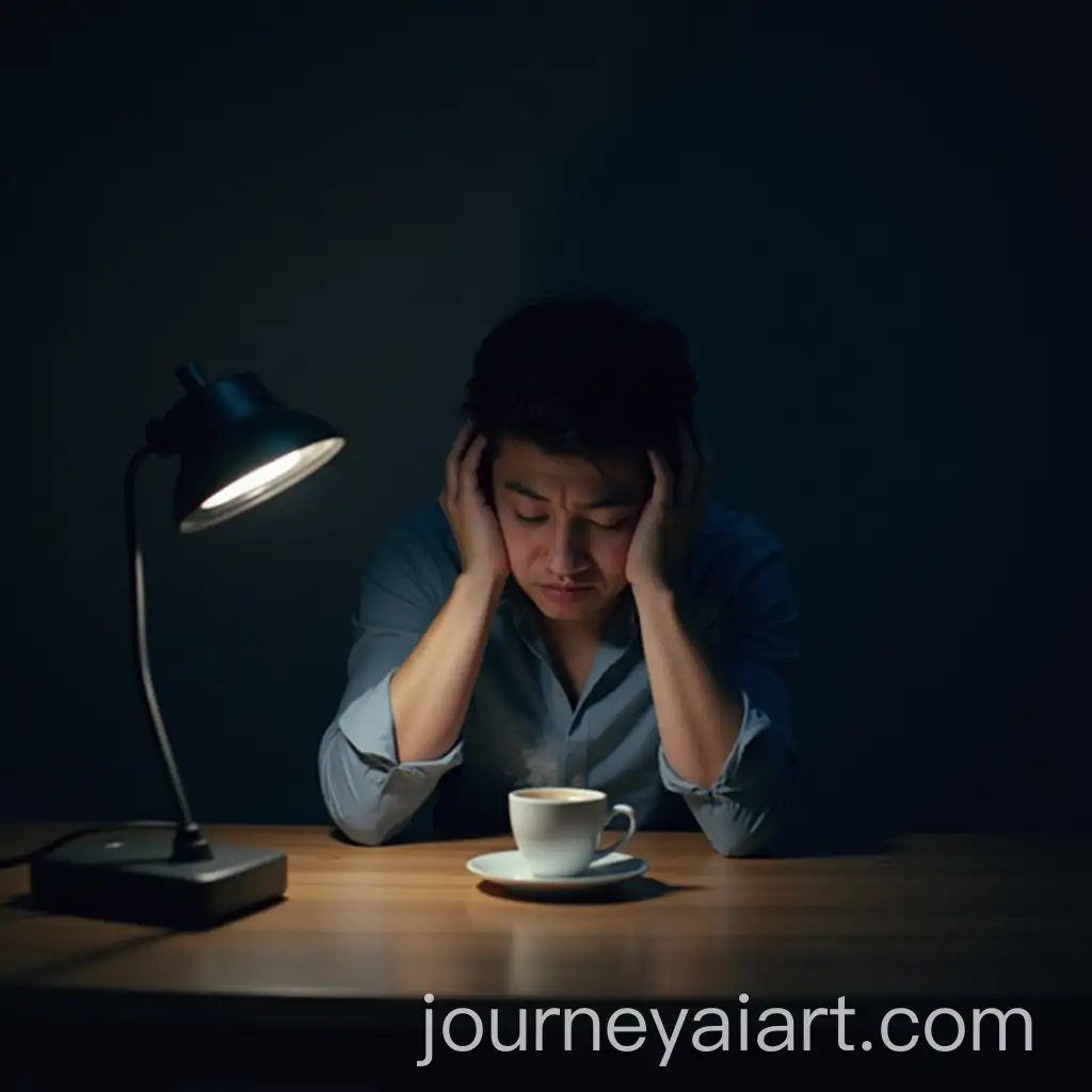 Person-Sitting-at-Desk-in-Distress-During-Night-Focused-on-Troubled-Expression