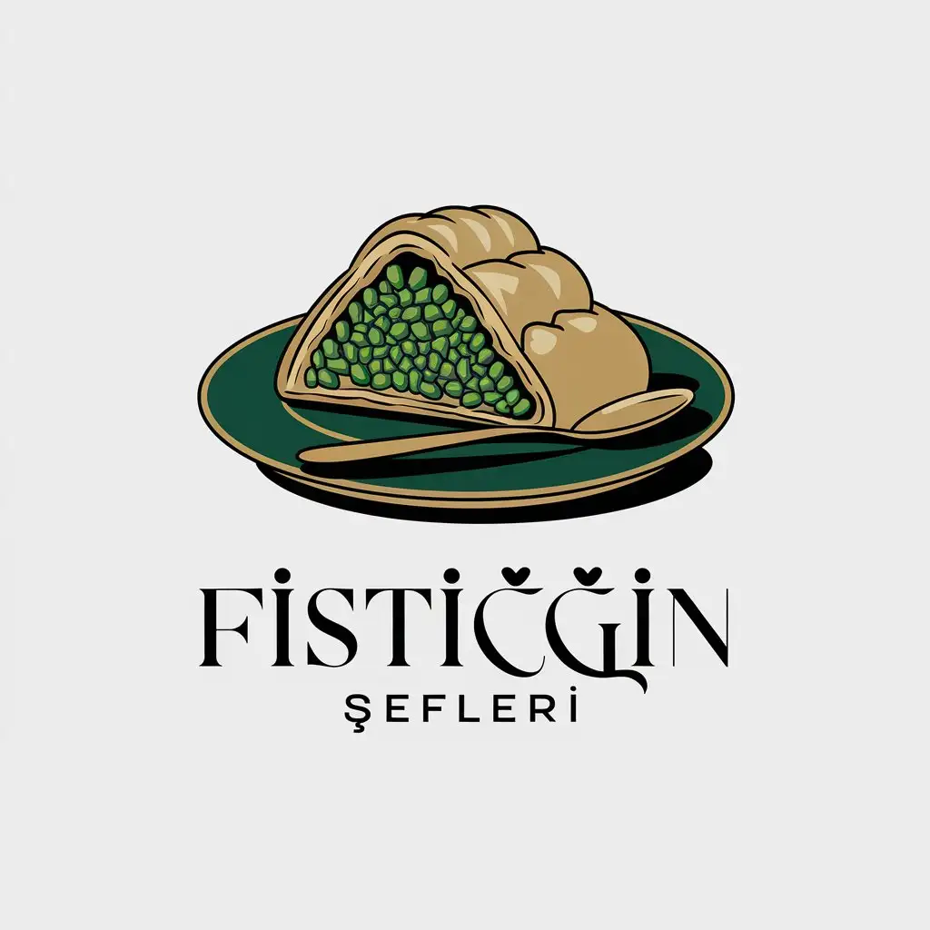 LOGO Design for Fstn efleri Elegant Pistachio Green and Gold Baklava Shop Theme