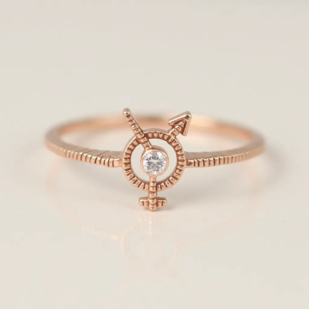 Art-Deco-Inspired-Rose-Gold-Ring-with-Transgender-Symbol-Motif