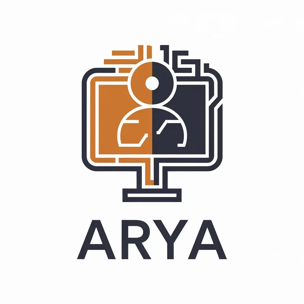 a vector logo design,with the text "ARYA", main symbol:a computer and programmer,Moderate,clear background