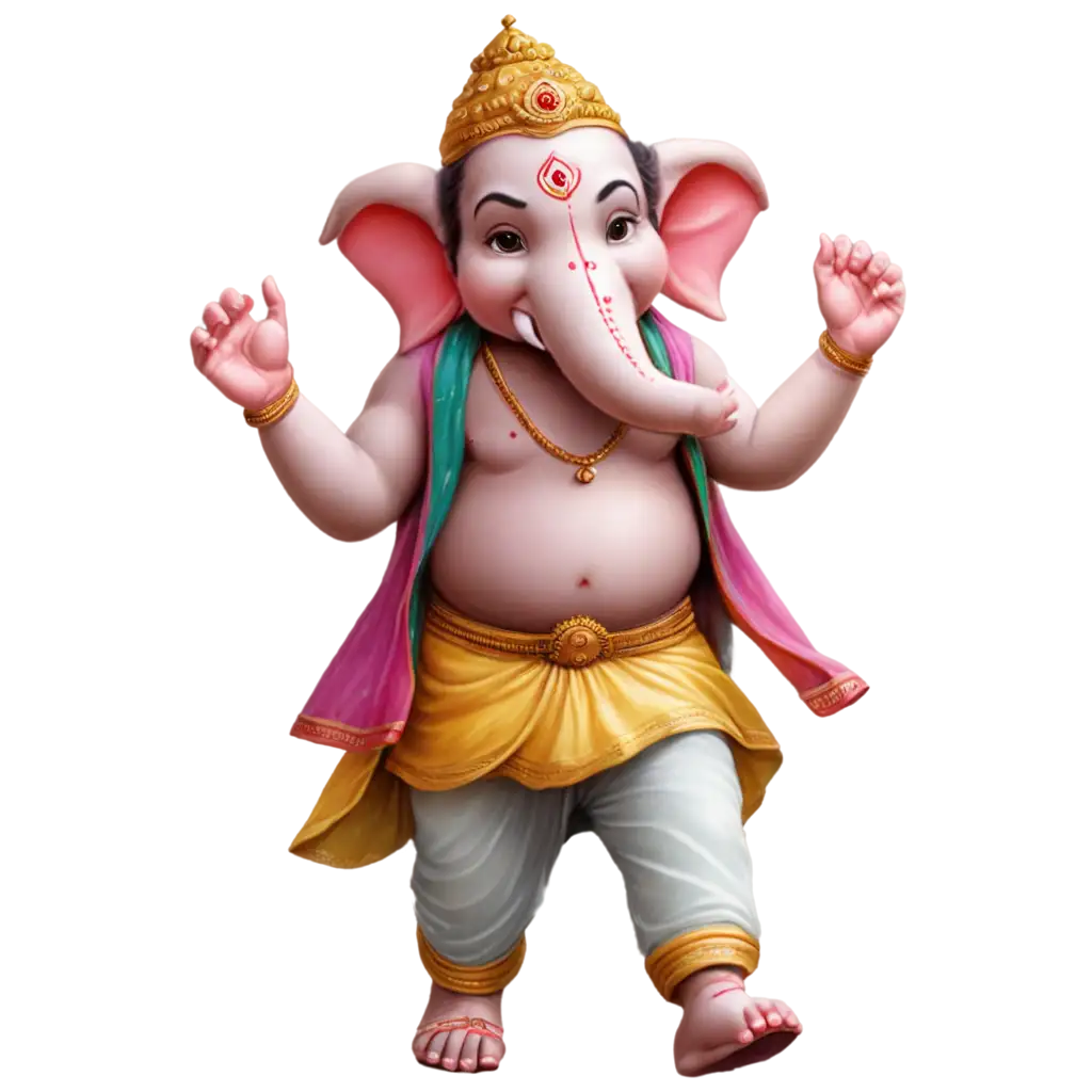 PNG-Image-of-Ganeshji-Walking-with-a-Mouse-Unique-Artistry-and-Cultural-Symbolism