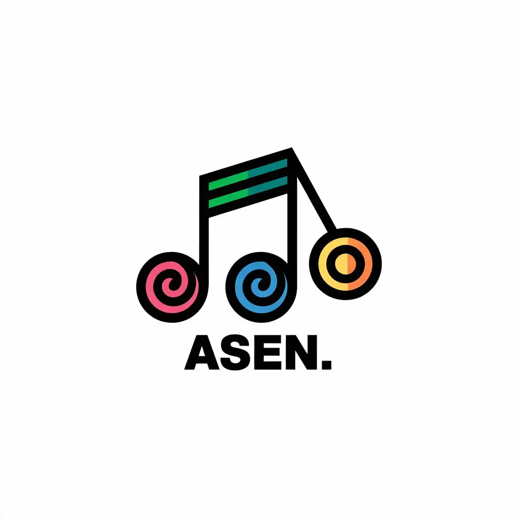 a vector logo design,with the text "ASEn.", main symbol:music,complex,be used in Entertainment industry,clear background