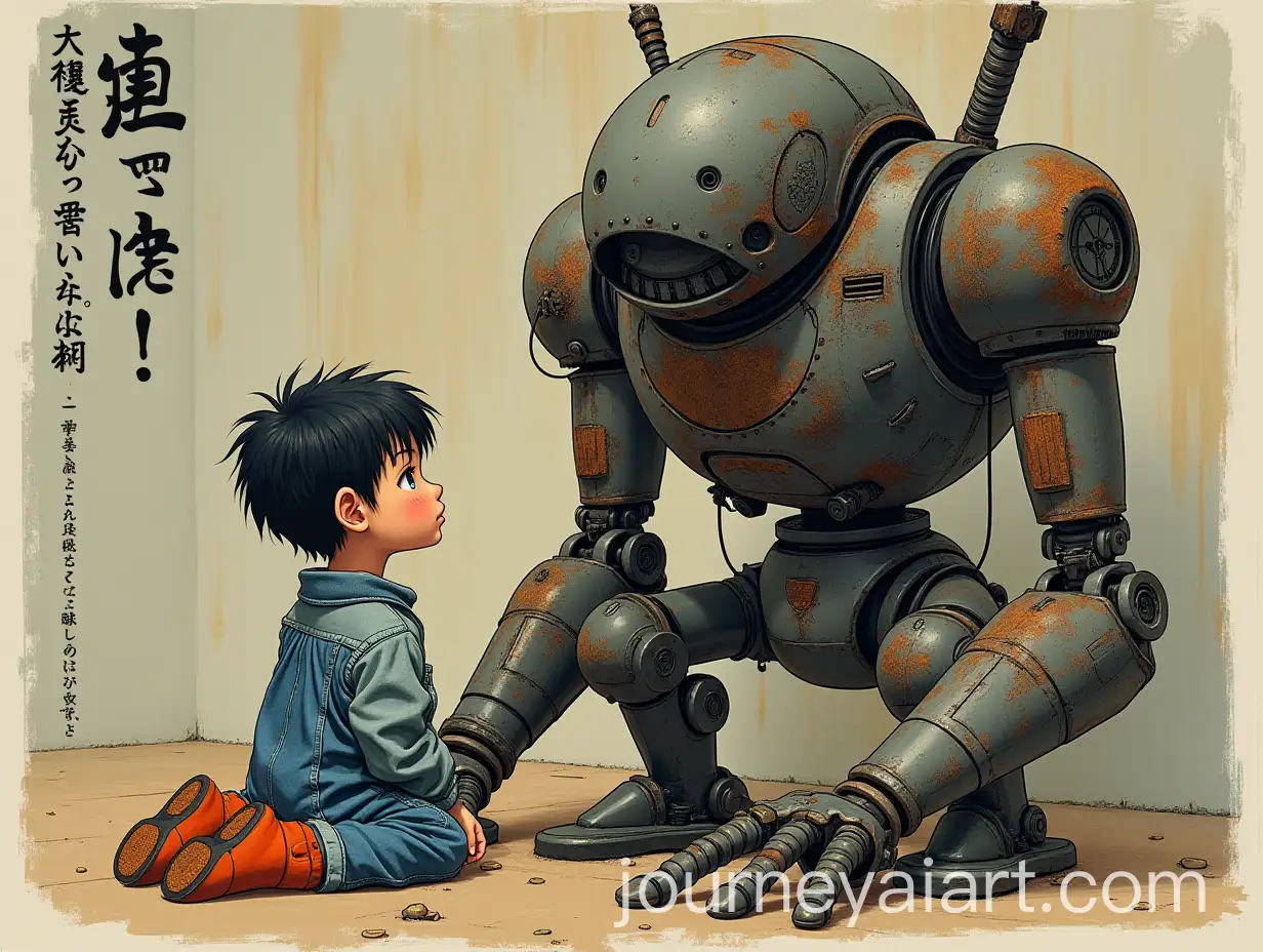 AnimeStyle-Illustration-of-a-Young-Girl-and-Robot-with-Industrial-Elements