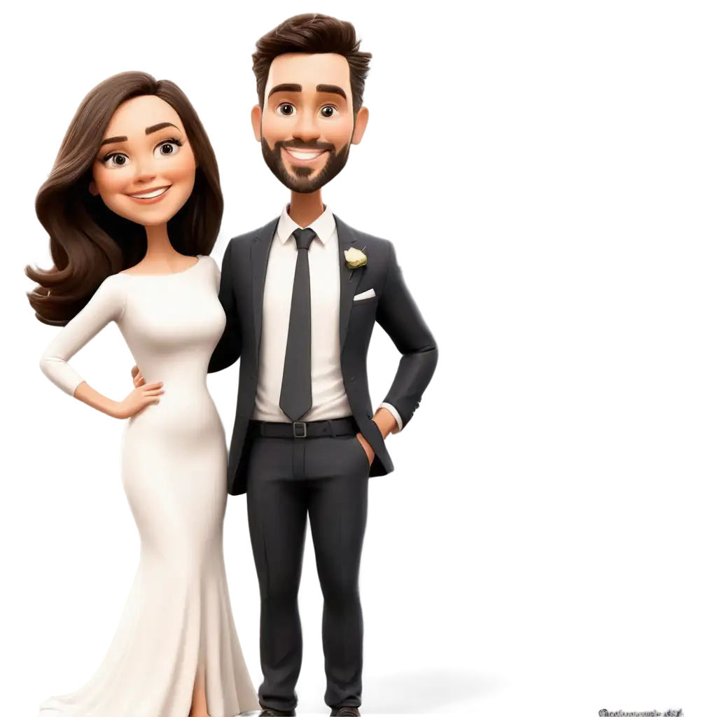 Charming-Wedding-Couple-Caricature-PNG-for-Memorable-Celebrations