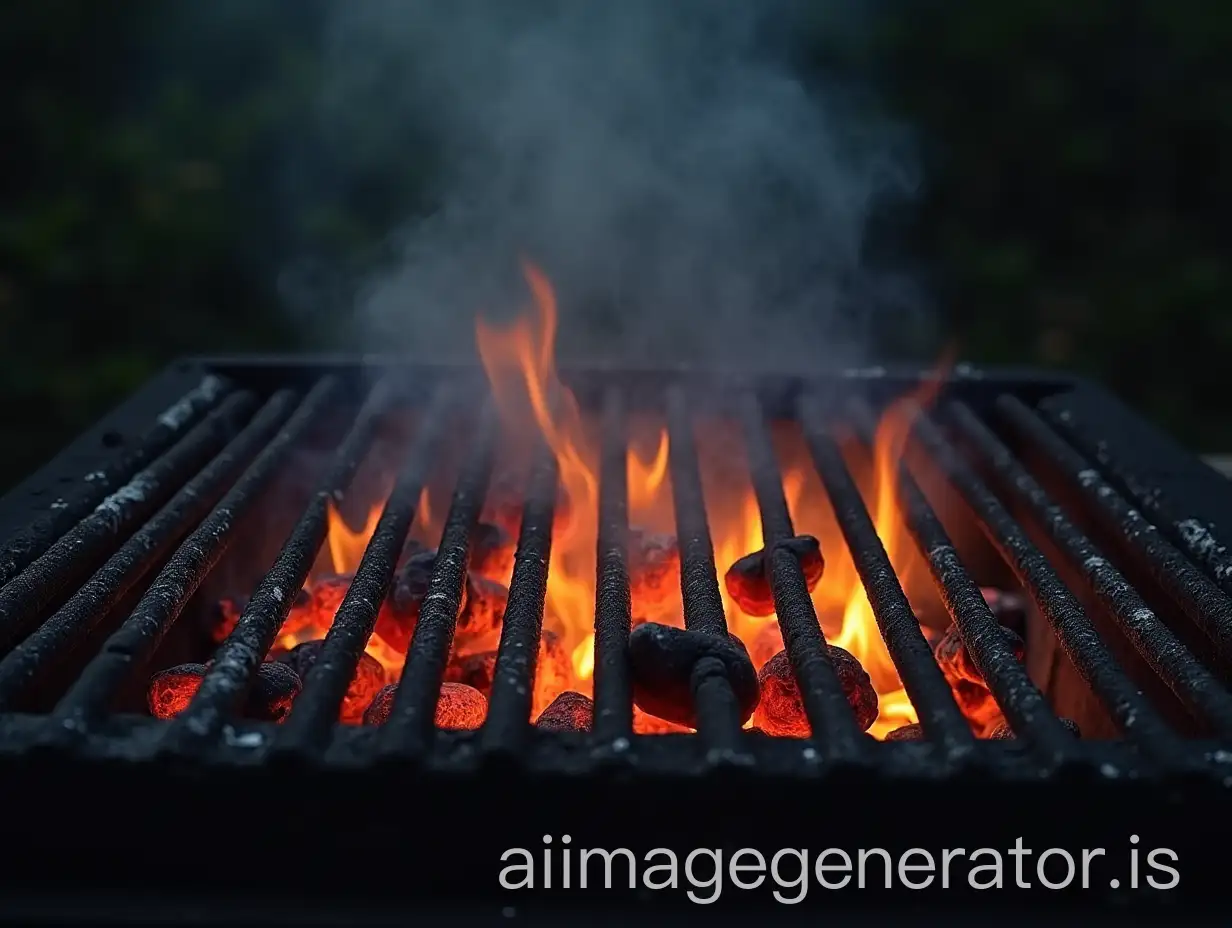 LargeAI-Image-Prompt-Expansion-Grill-with-Iron-Rods-and-Flames-in-Front-View
