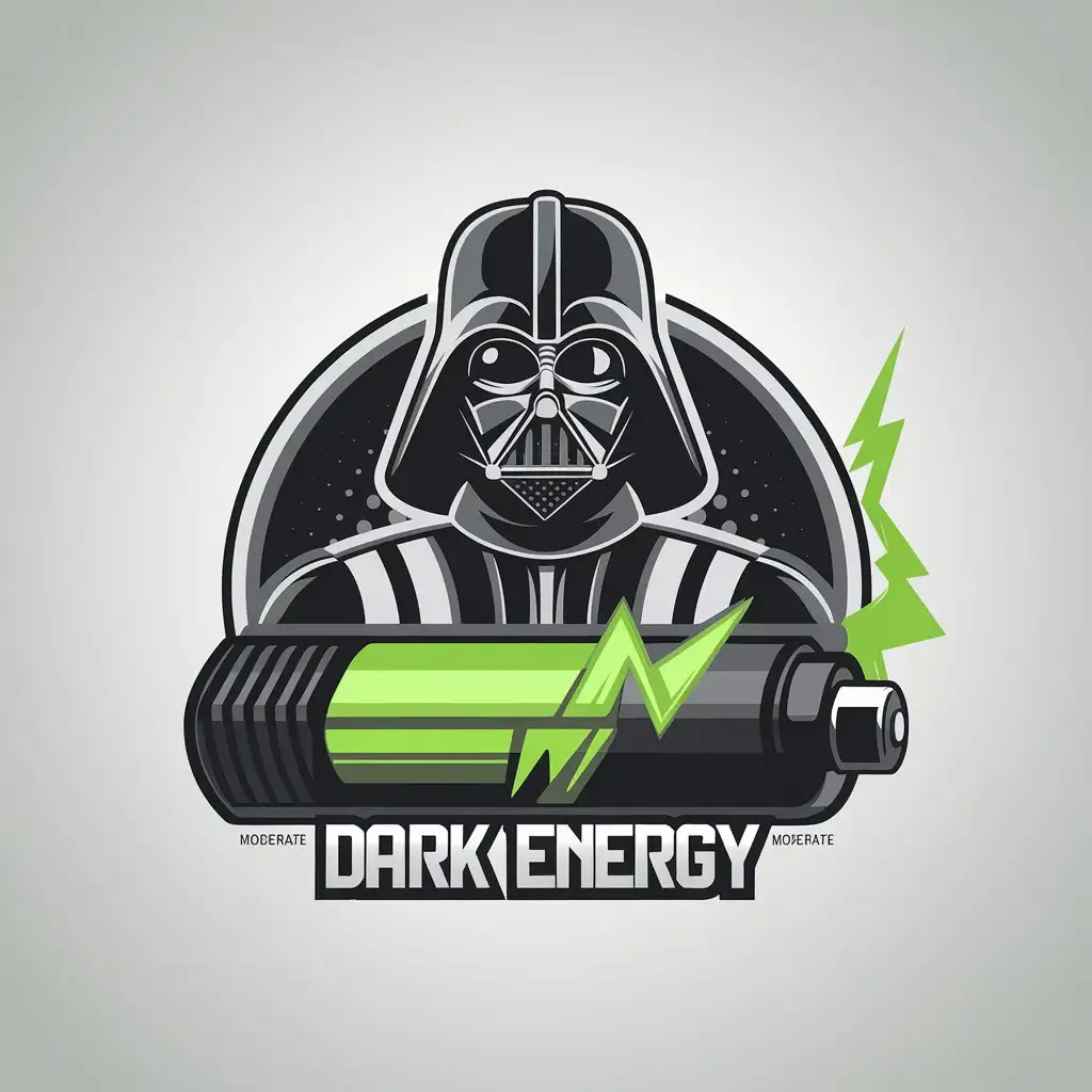 LOGO Design for Dark Energy Darth Vader Symbol with Green Energy and Battery Theme