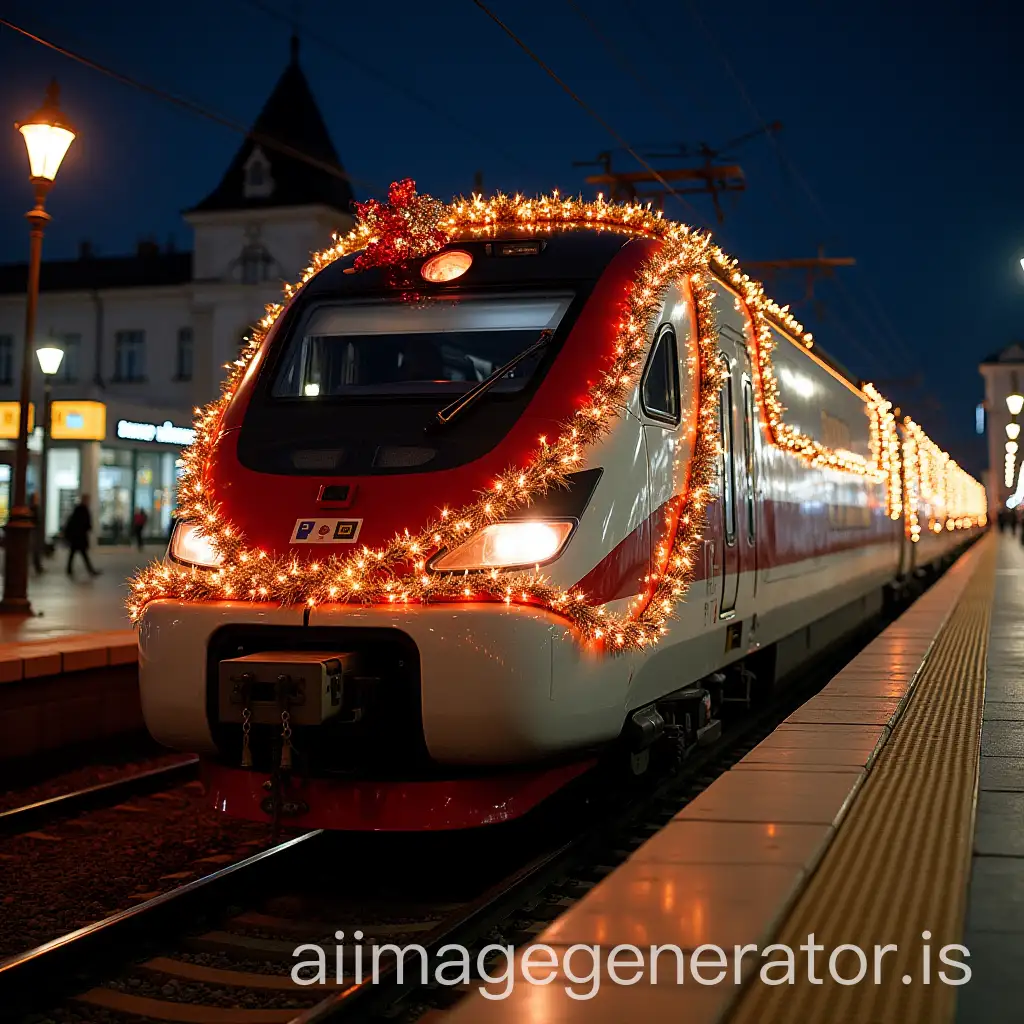 TGV SNCF Christmas train with garland