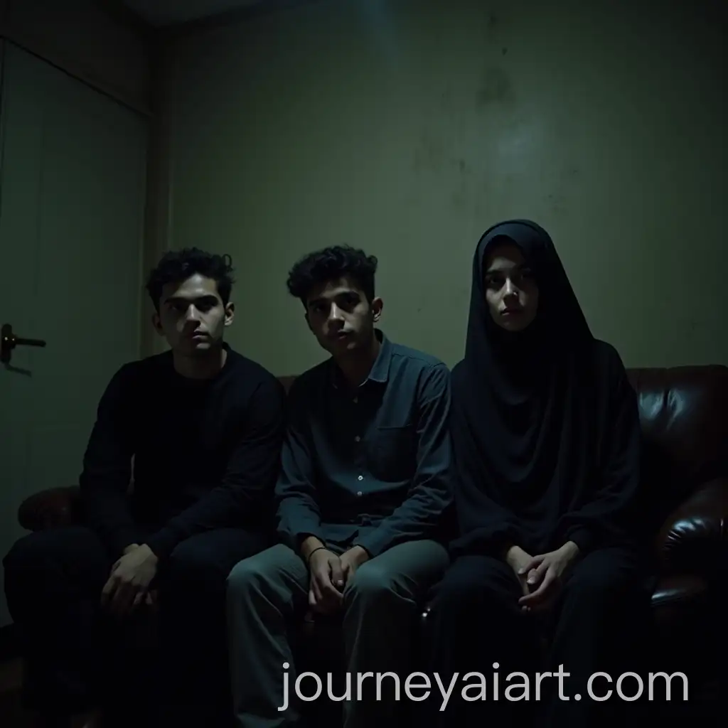 Group-of-Young-Adults-in-Dimly-Lit-Apartment-with-Mysterious-Atmosphere