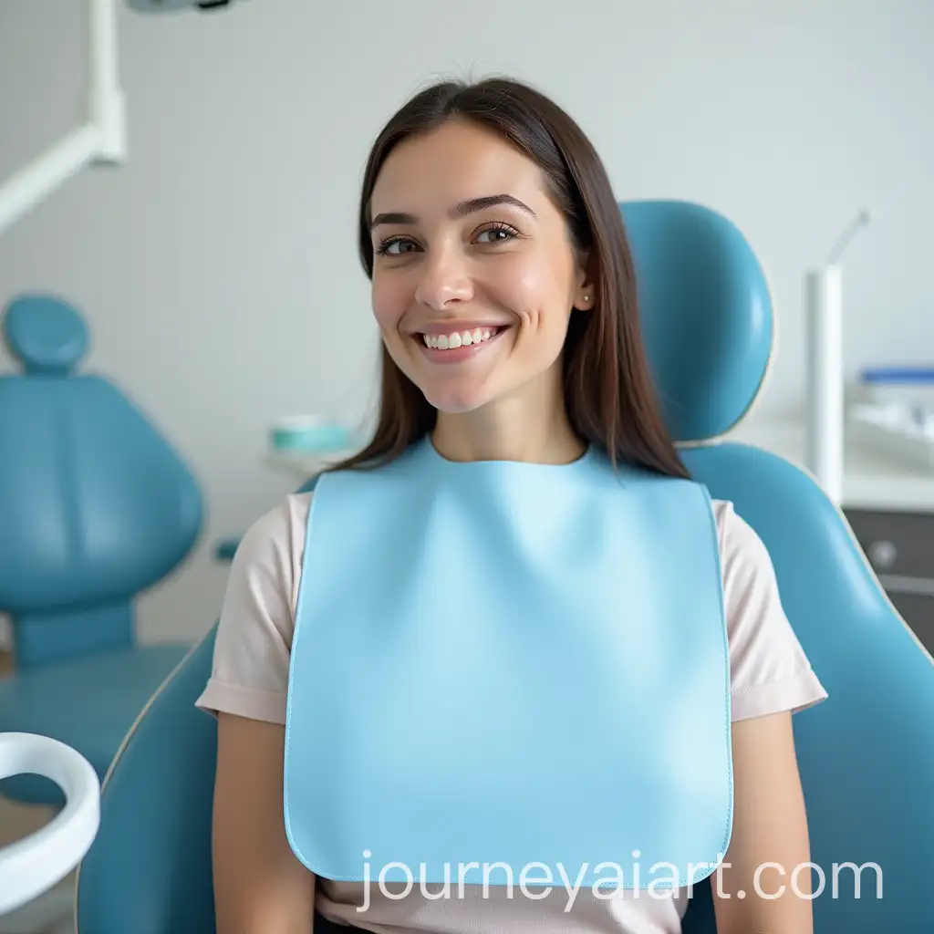 Woman-in-Dental-Chair-with-Blue-PVCAI-Image-Prompt-Expansion-Bib-for-Dental-Procedure