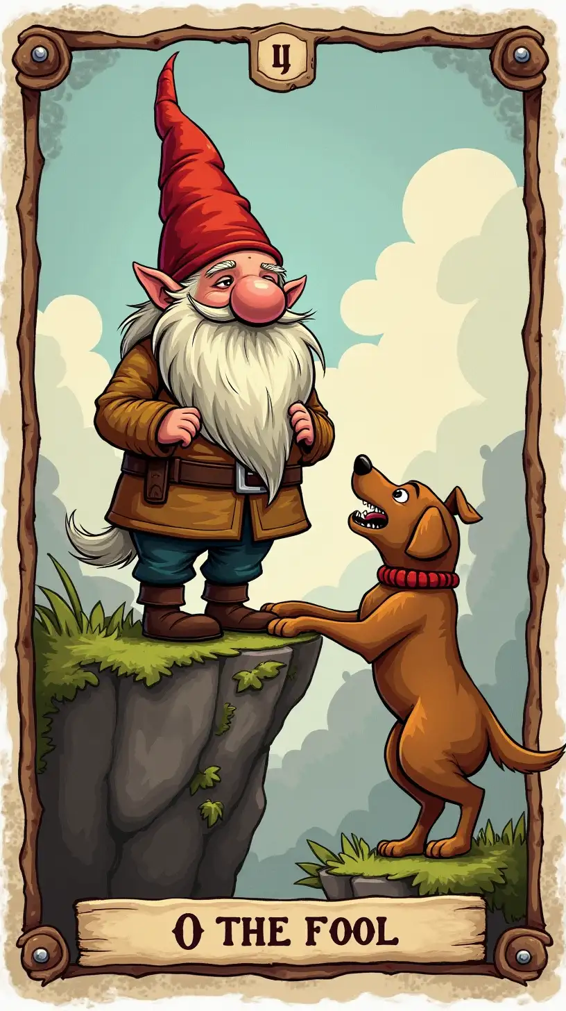 GnomeThemed Tarot Card Illustrating The Fool