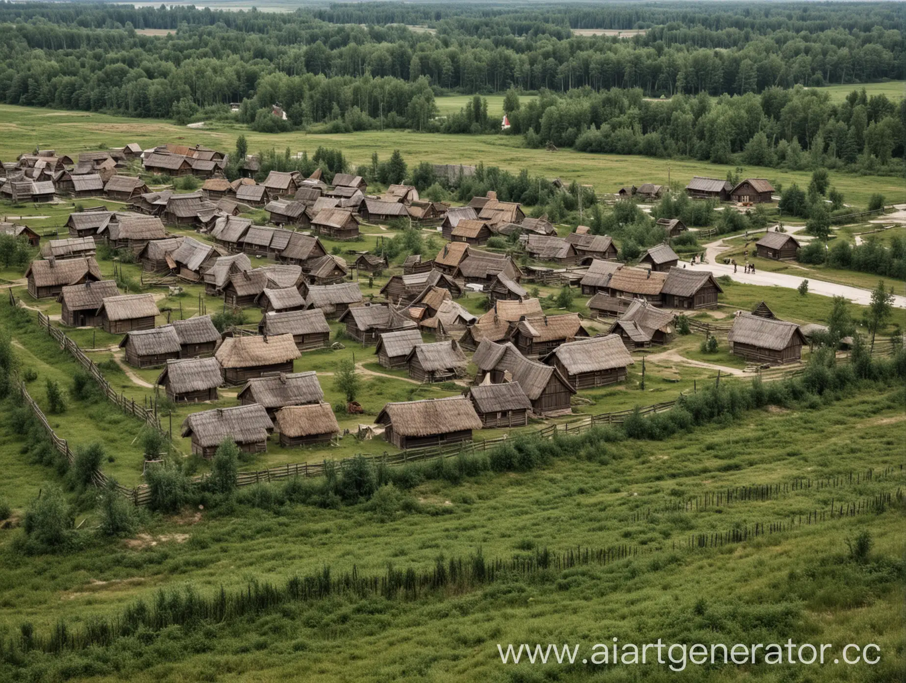 Belarusian-Village-in-the-17th-Century-Wooden-Houses-and-Stone-Fortifications