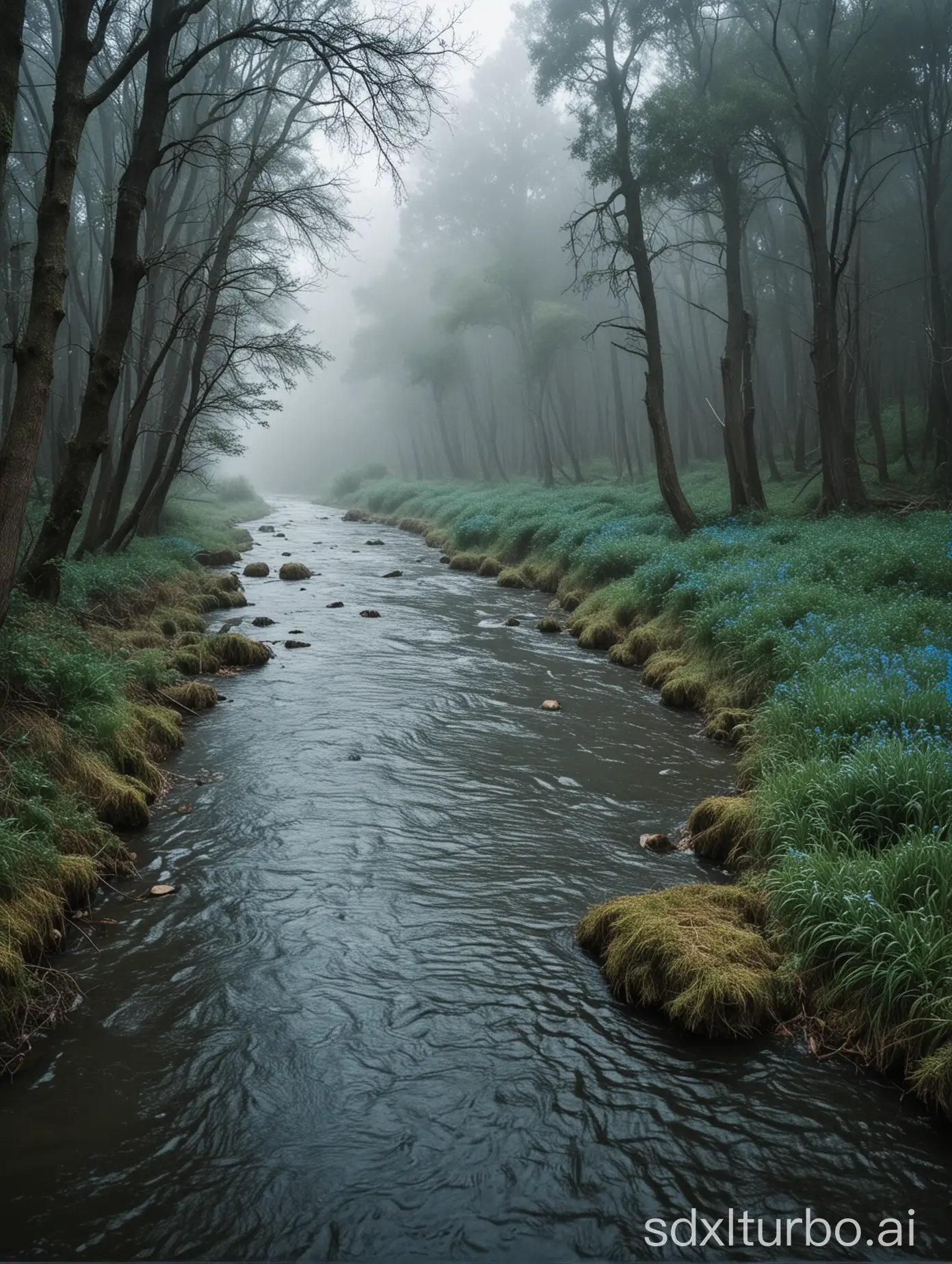 Scenic-Russian-River-Flowing-Through-Village-Landscape