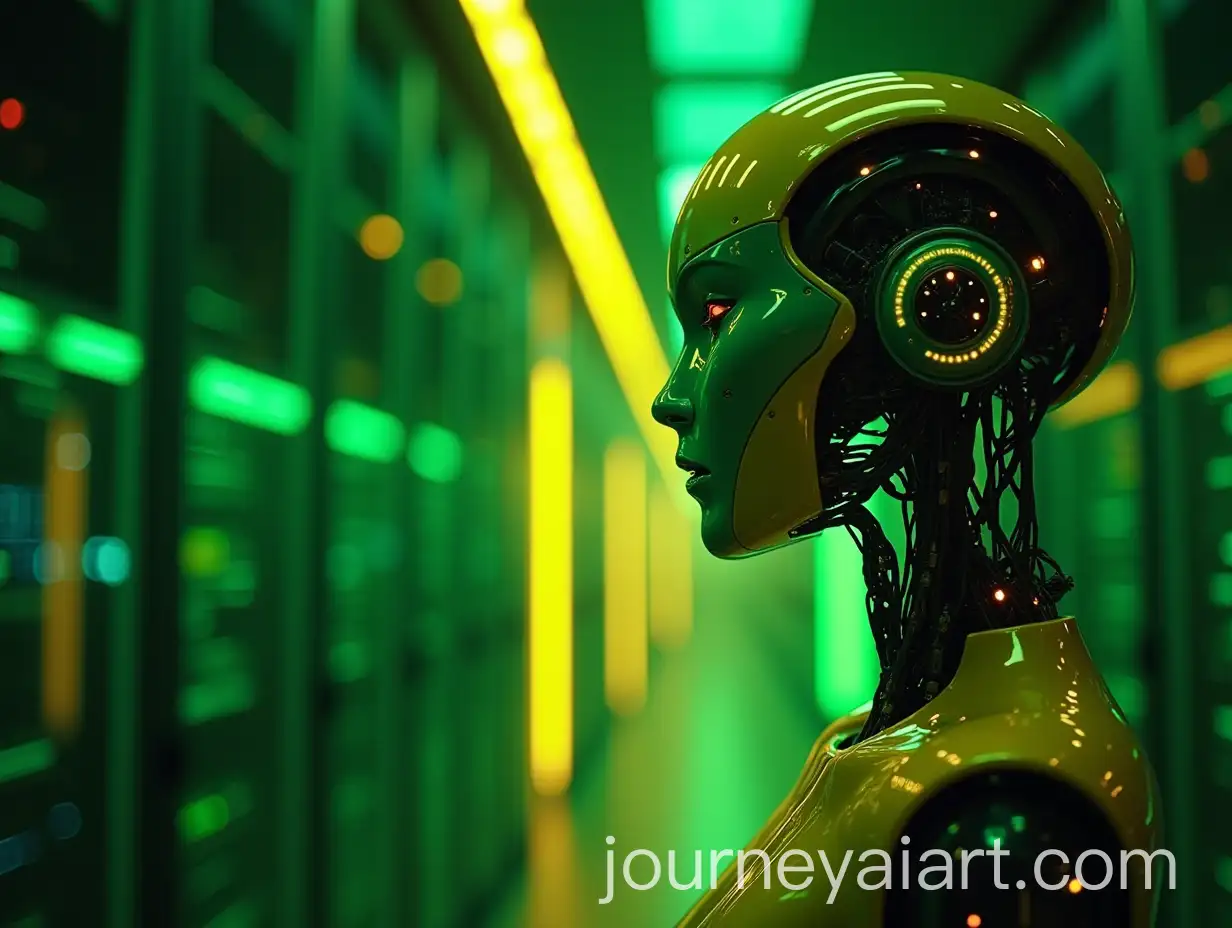 Futuristic-Robot-in-Data-Centre-with-Neon-Glitch-Effects