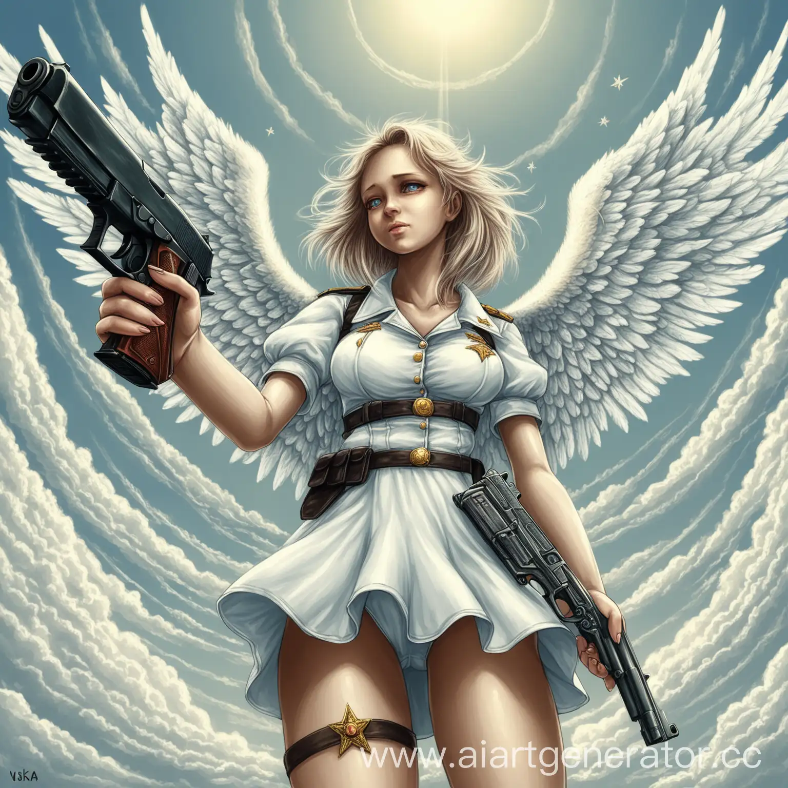 Angel-Girl-with-Pistol-Viska-in-Sky-Highly-Detailed-Full-Growth-Art