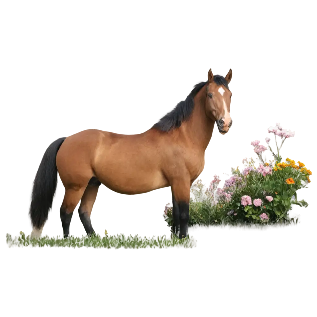 a horse on a flowers camp