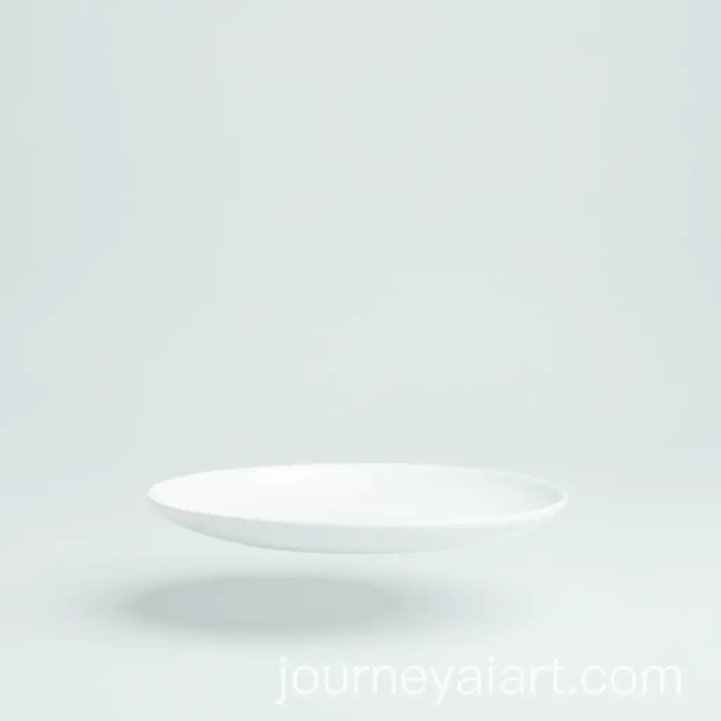 White-Plate-Floating-in-MidAir-Against-a-Clear-Background