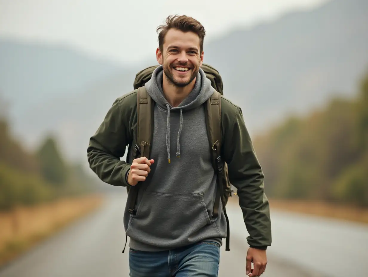 Joyful-Hiker-Striding-Through-Lush-Forest-Trails