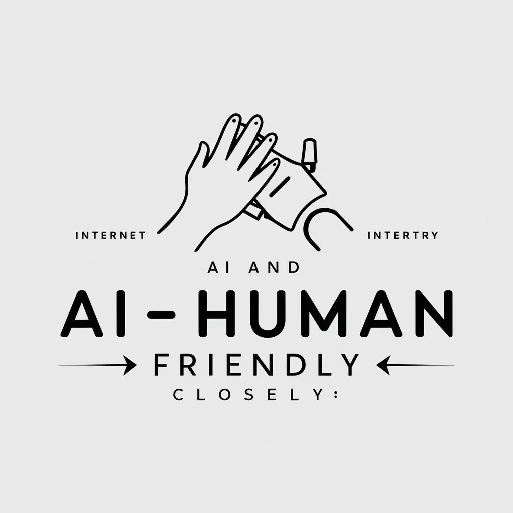 a logo design,with the text "AI and human friendly, closely", main symbol:Machine, human,Minimalistic,be used in Internet industry,clear background