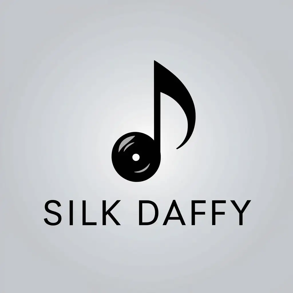 LOGO Design for Silk Daffy Vinyl Music Note on Clear Grey Background