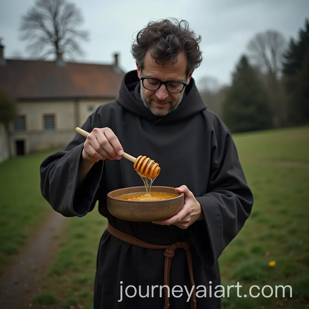 MiddleAged-Monk-Collecting-Honey-in-Monastery-Grounds-Northern-France