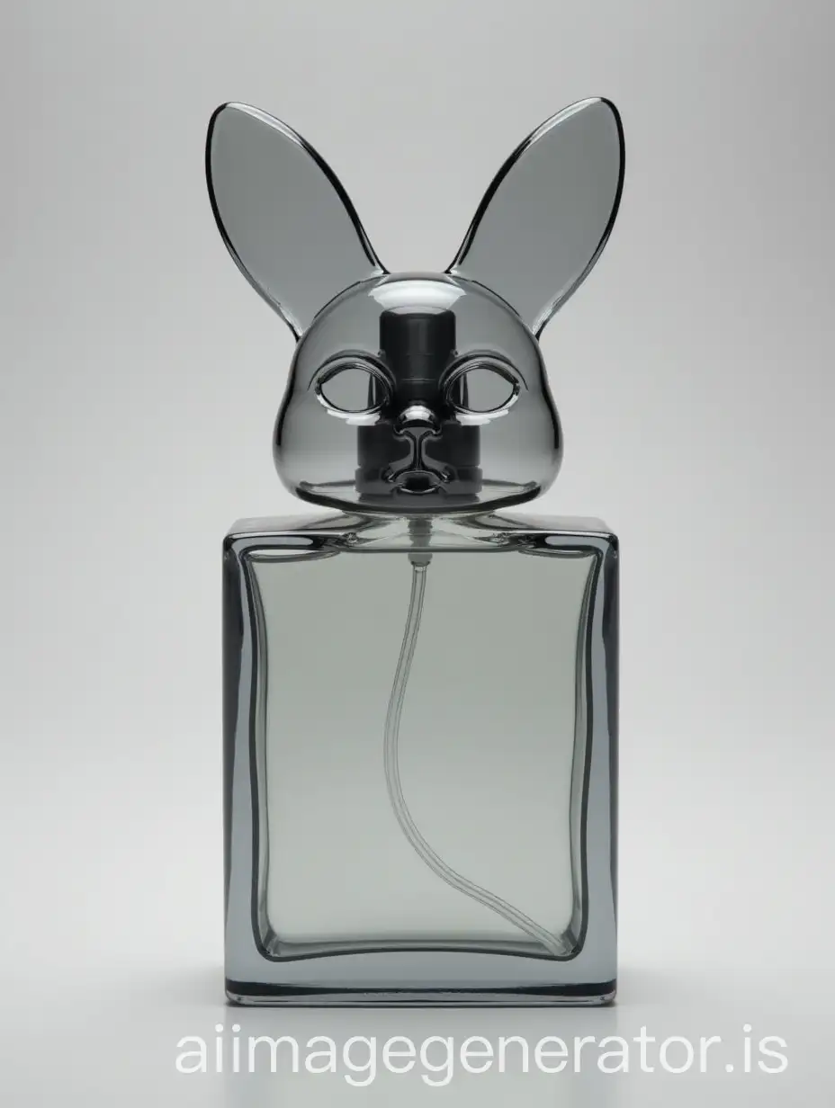 Eau-de-Parfum-in-Clear-Grey-Bottle-with-Rabbit-Ears-and-Face-Spout