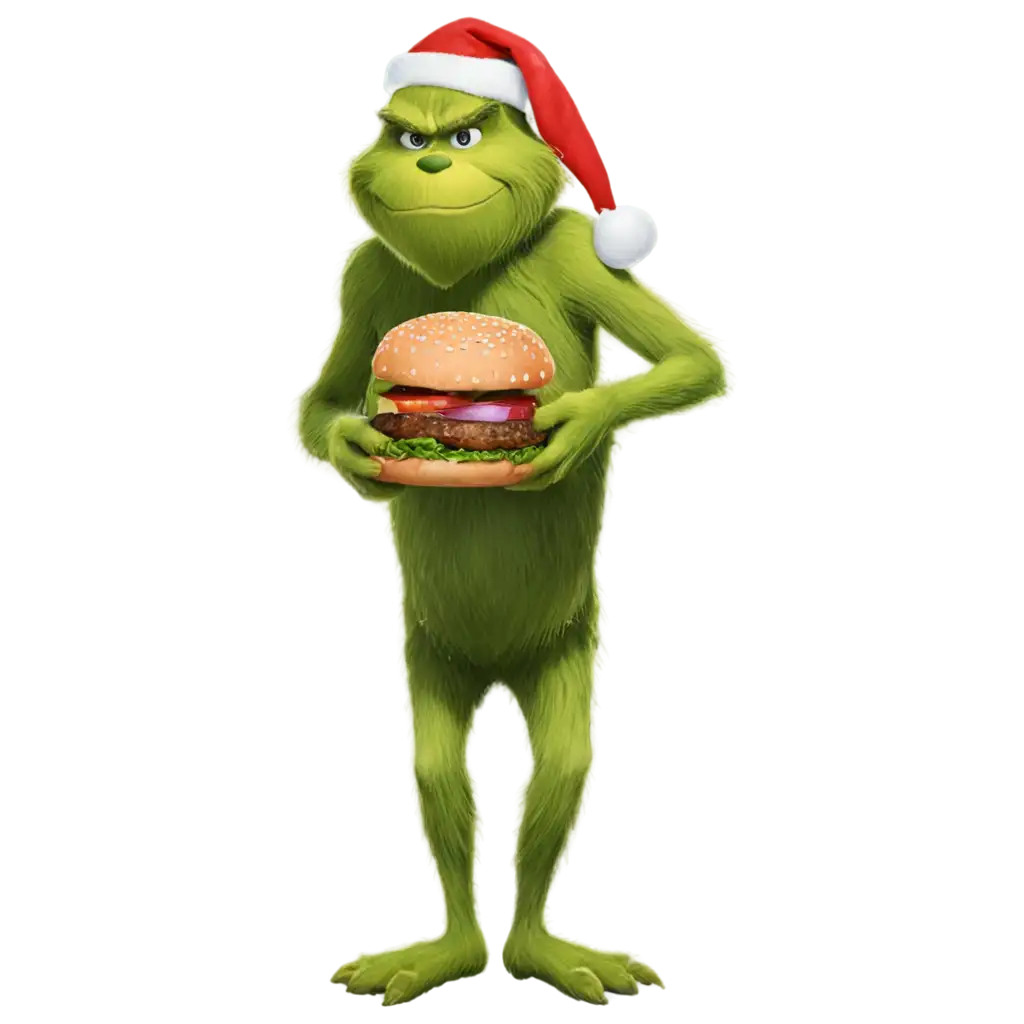 Grinch-with-a-Burger-in-Hand-HighQuality-PNG-Image-for-Digital-Use