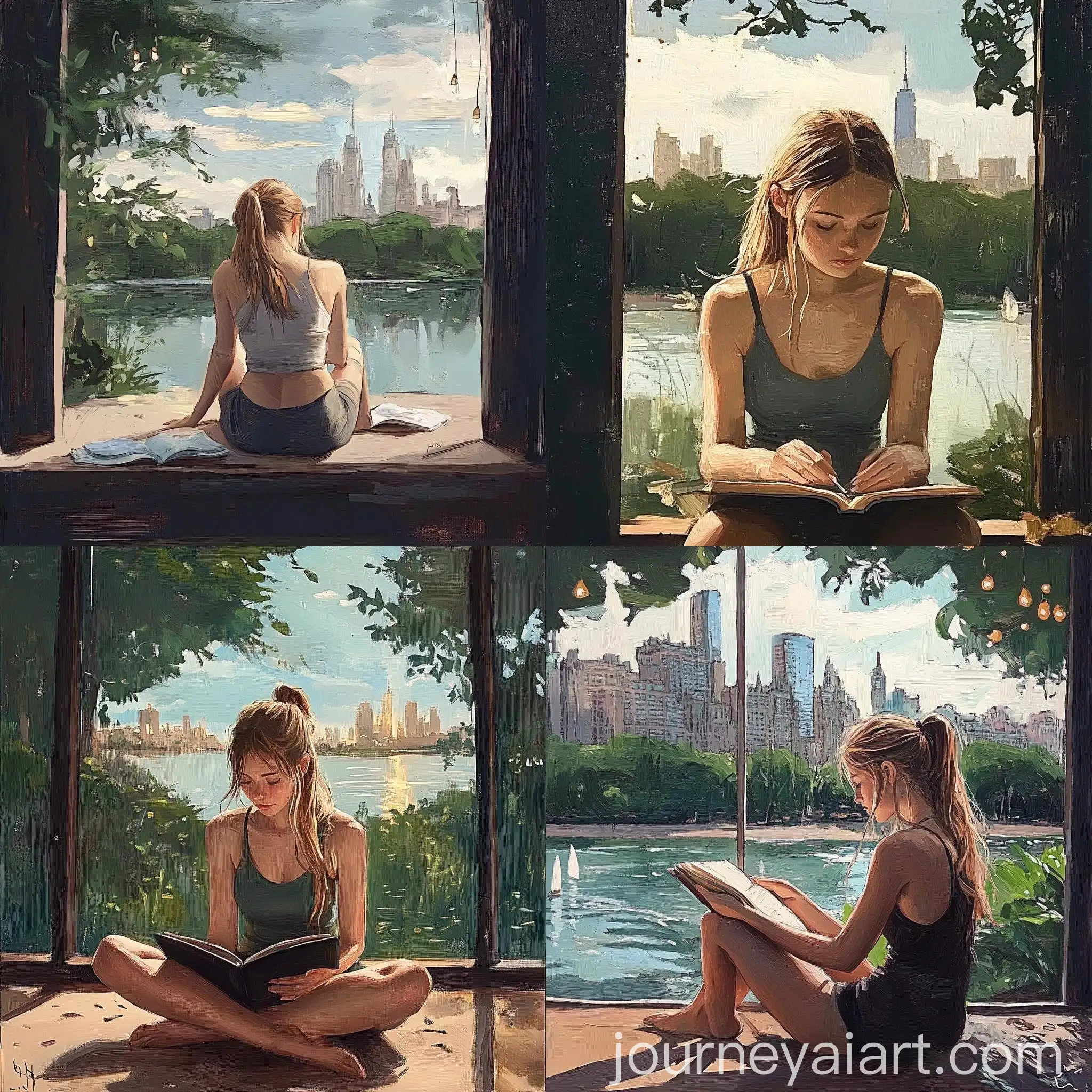 Girl-Studying-in-Central-Park-Serene-Moment-of-Reflection
