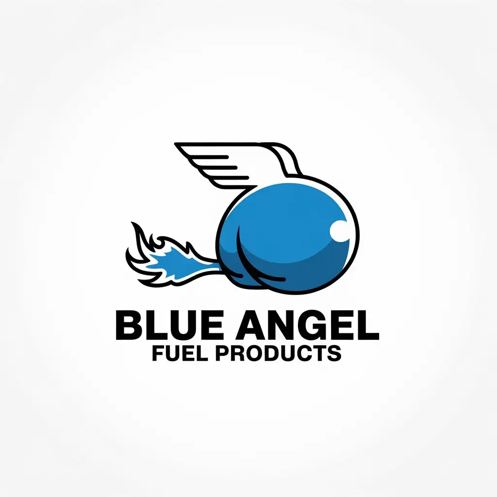 LOGO Design for Blue Angel Fuel Products Blue Butt with Angel Wings and Farting Blue Flame