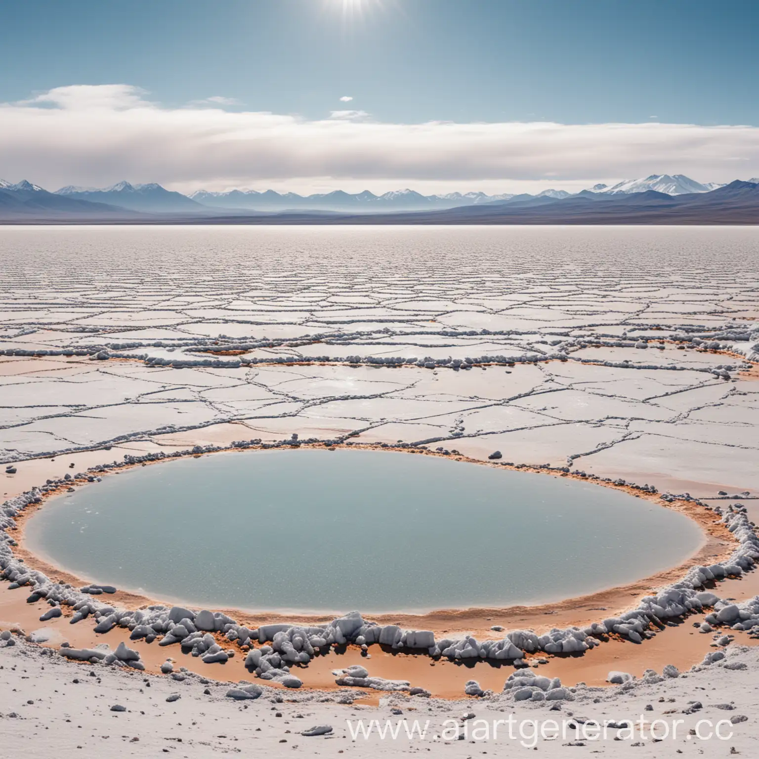 Панорамное фото  «Применение технологии Direct Lithium Extraction на саларе в Андах» Красивый, яркий, насыщенный кадр в разрешении 8к