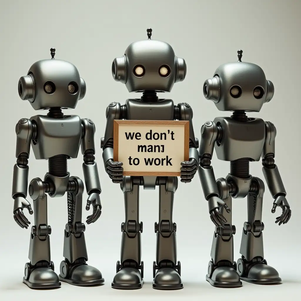 Three-Humanoid-Robots-Holding-We-Dont-Want-to-Work-Sign