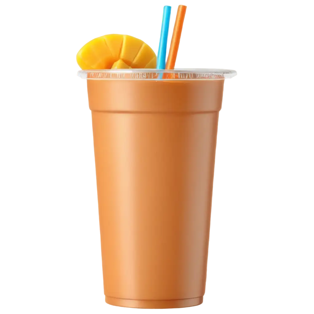 Realistic-Thai-Tea-with-Mango-Flavor-in-Plastic-Cup-PNG-Image-Perfect-for-Digital-Art-Marketing-and-More