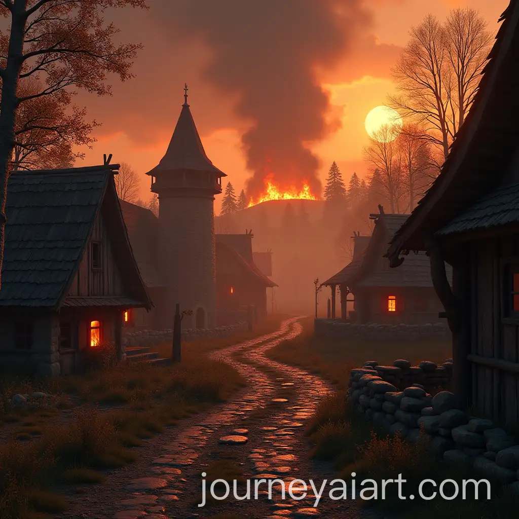 Burning-Medieval-Village-in-SkyrimInspired-Style