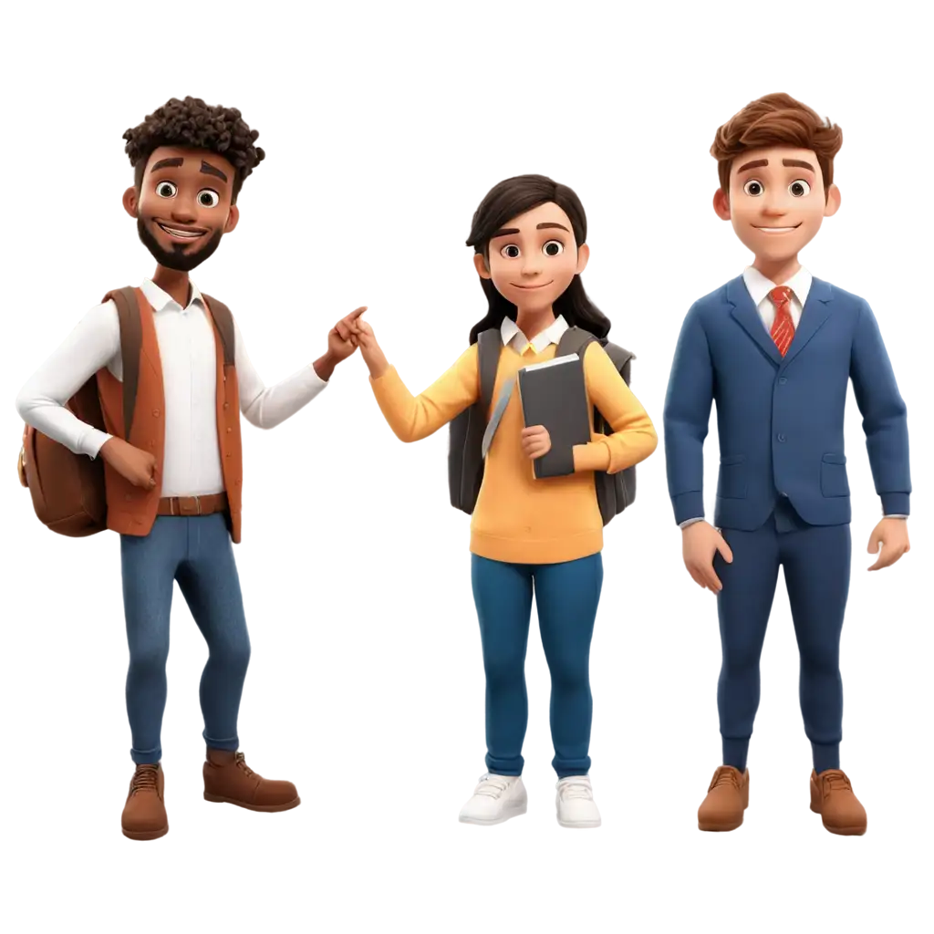 generate one character, in a costume, so that there are reactions from students, teacher... make 20 png