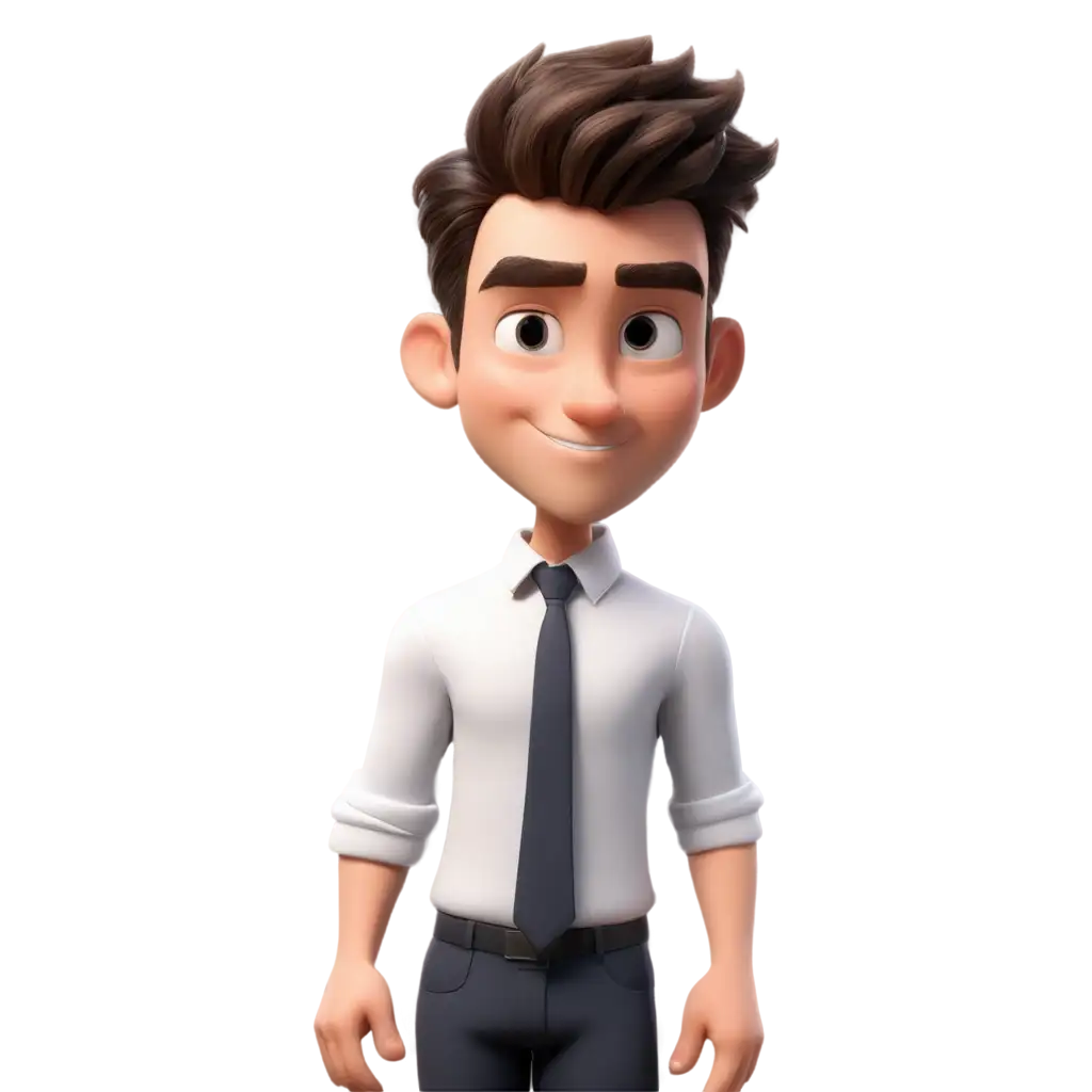 Young-Boss-Cartoon-Profile-PNG-Image-Smooth-Skin-White-Shirt-No-Mustache-or-Beard