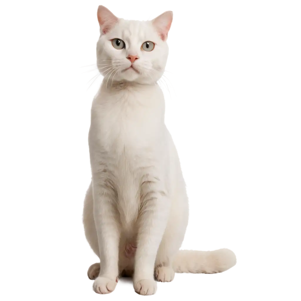 White-Cat-Sitting-Upright-and-Smiling-at-the-Camera-PNG-Image-for-Clear-and-HighQuality-Visuals