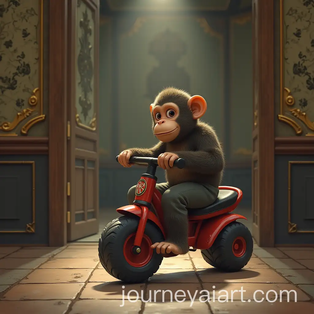 Monkey-Riding-Tricycle-in-Hallway