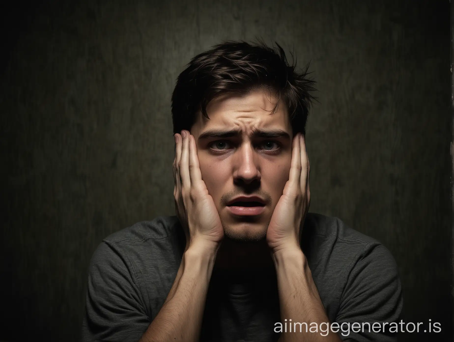 Young-Man-Struggling-with-Hallucinations-in-a-Dark-Room