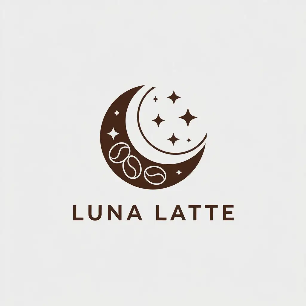 LOGO Design for Luna Latte Minimalistic Coffee Beans and Moon Symbol for Retail Industry