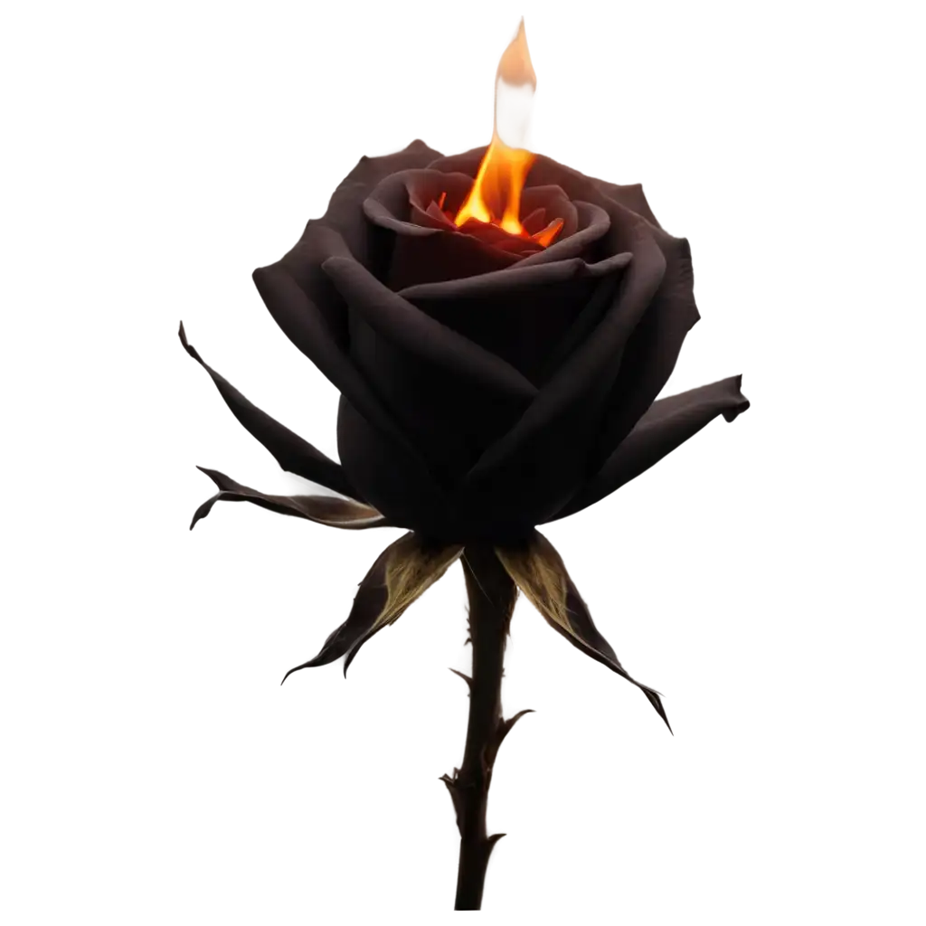 Black-Rose-with-Fire-Emerging-from-Petal-Tips-Stunning-PNG-Image-for-Creative-Projects