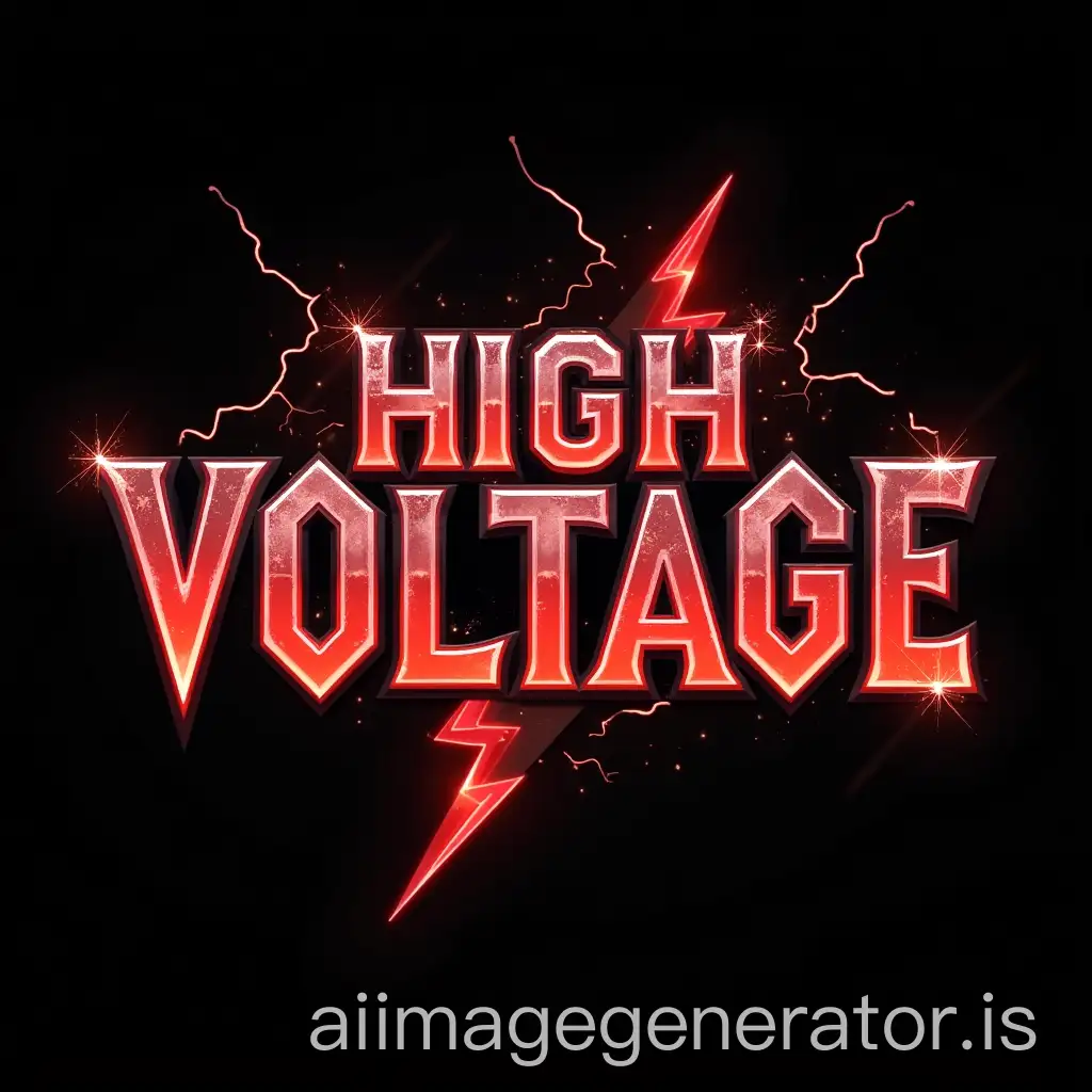 Dynamic-Hard-Rock-Band-Logo-High-Voltage-in-Red-and-Silver-with-Electric-Glow