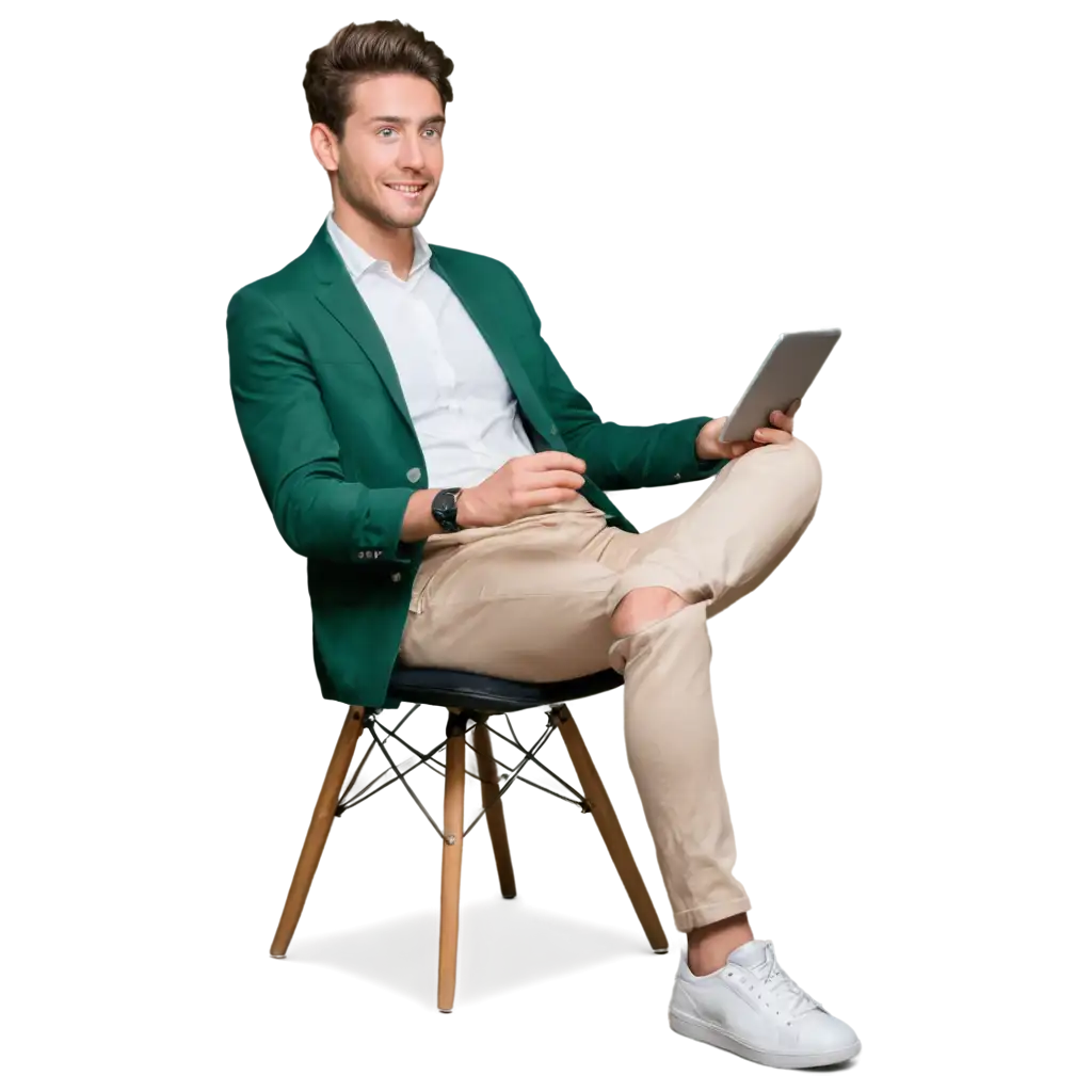 Realistic-PNG-Image-of-a-YouTuber-in-Stylish-Clothes-with-Green-Background-for-Modern-Audiences