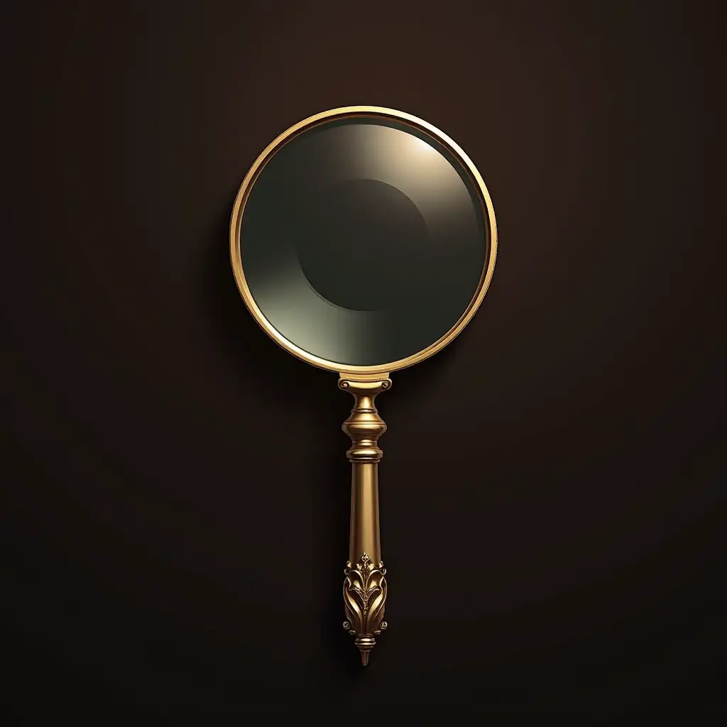 Golden-Magnifying-Glass-on-Solid-Background