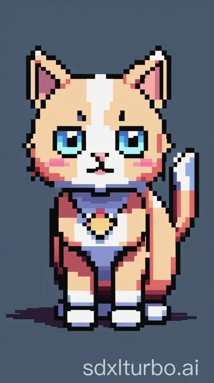 A pixel art of a cute cat