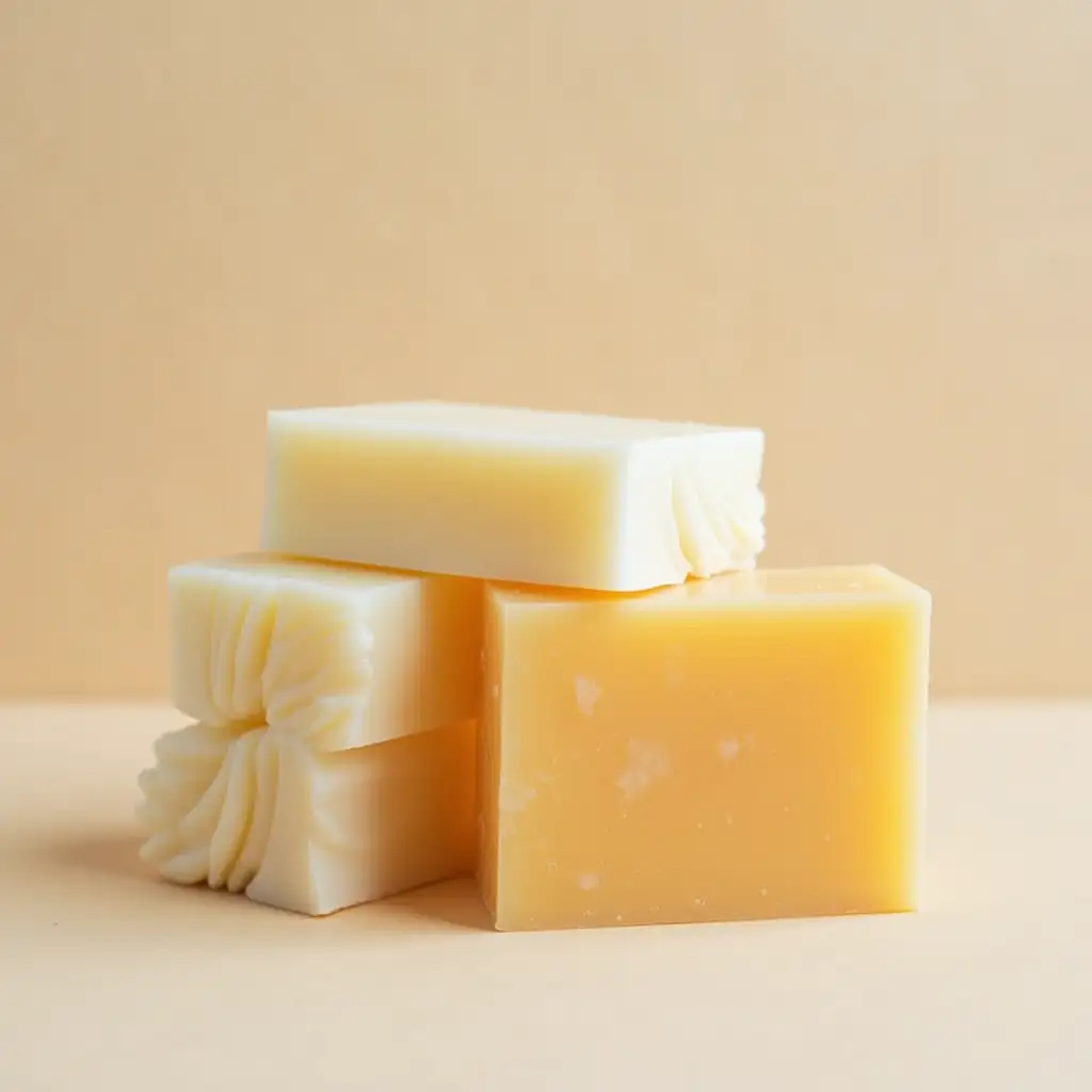 Artisan Handmade Soaps on Solid Background