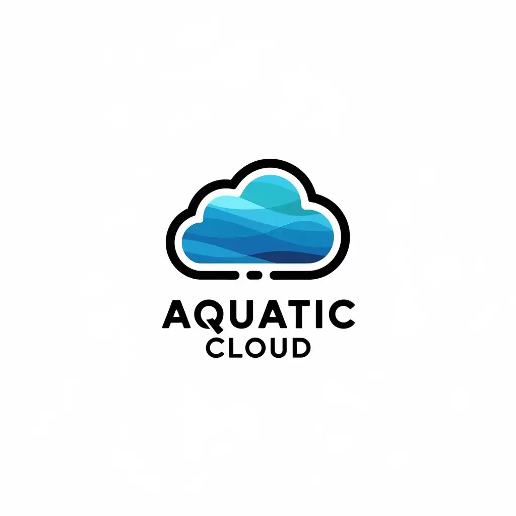 LOGO Design for Aquatic Cloud Minimalistic Cloud with Ocean Gradient for Technology Industry