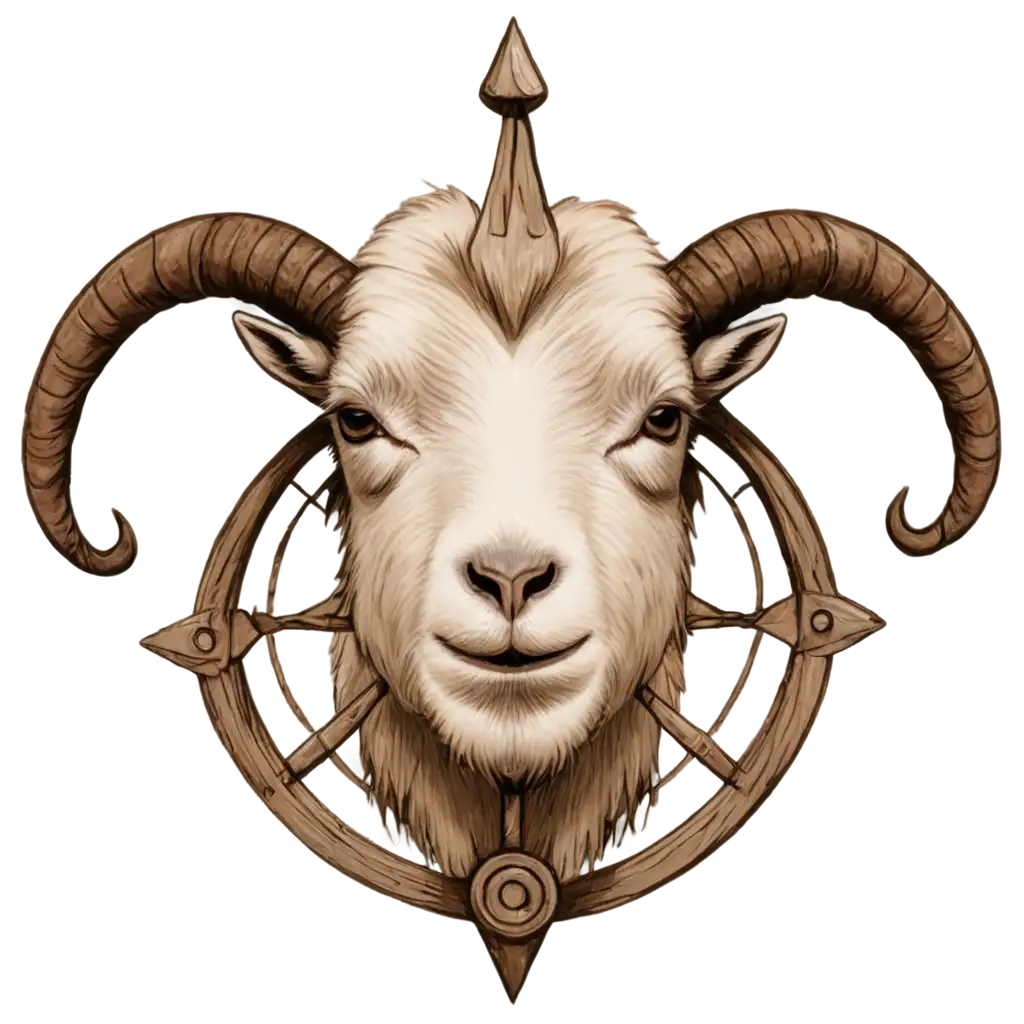 PNG-Image-of-a-Goats-Head-and-Compass-Symbol-Symbolic-and-Detailed-Artwork