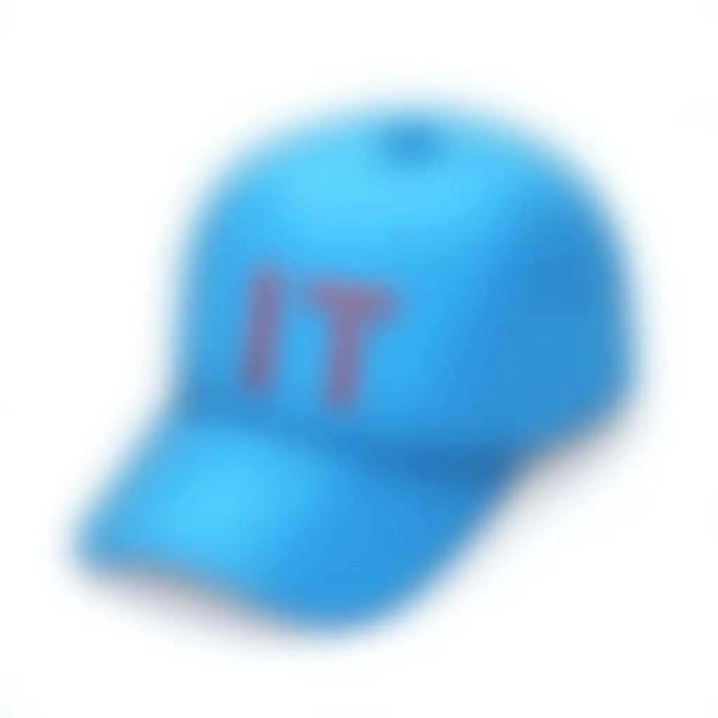 CartoonStyle-Blue-Cap-Featuring-IT-Sign-on-White-Background