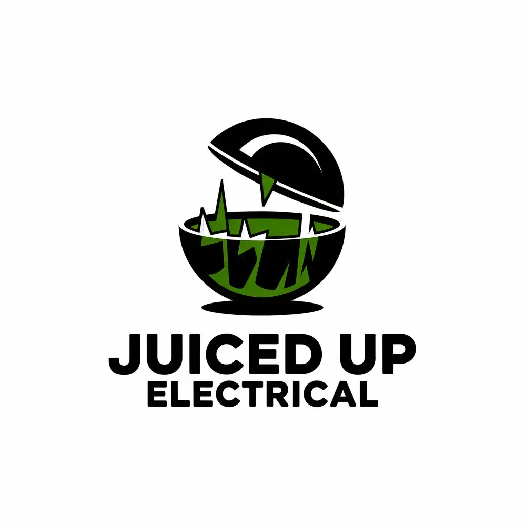 LOGO Design for Juiced Up Electrical UpsideDown Light Globe with Clean Lines and Modern Typography